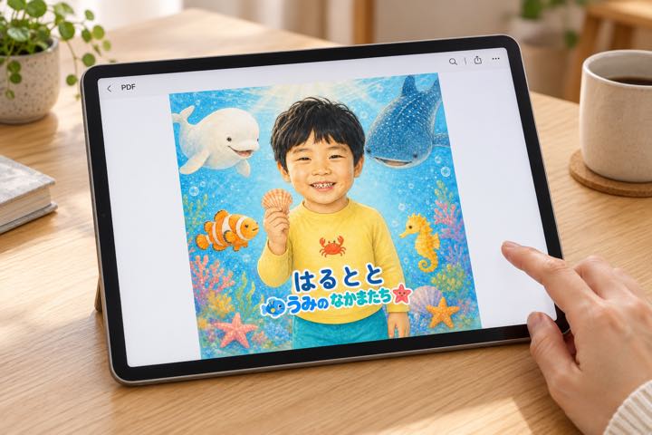 日本語の絵本PDFをmobileで読む使用例の生成イメージ